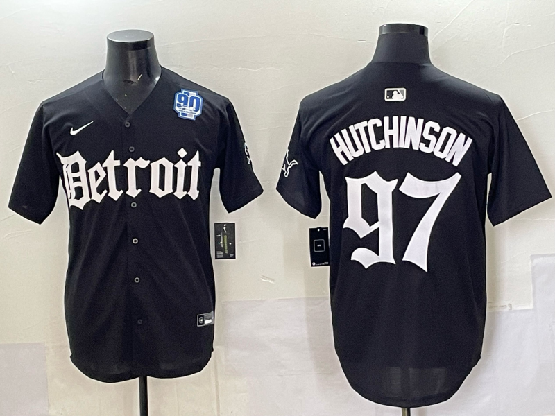 Men 2025 Detroit Lions #97 Hutchinson Black NFL jersey 0015